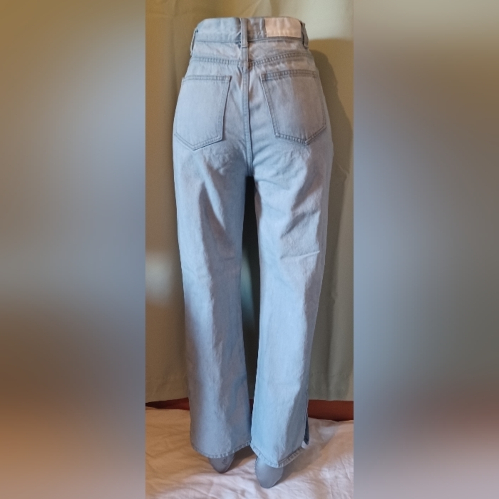 Aoioi Straight High Waist Light Blue Jeans